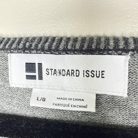 Standard‎ Issue Men's Large Graphite Gray Crewneck Fleece Sweater Contrast Trim - Picture 6 of 8
